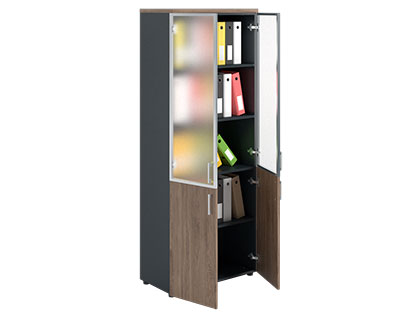 Dolab NW 2080/2G şüşəli tünd qoz/antrasit