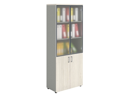 Dolab NW 2080/2G şüşəli ağ ağac/boz
